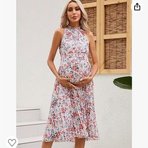 Maternity dress, sage, pink/mauve